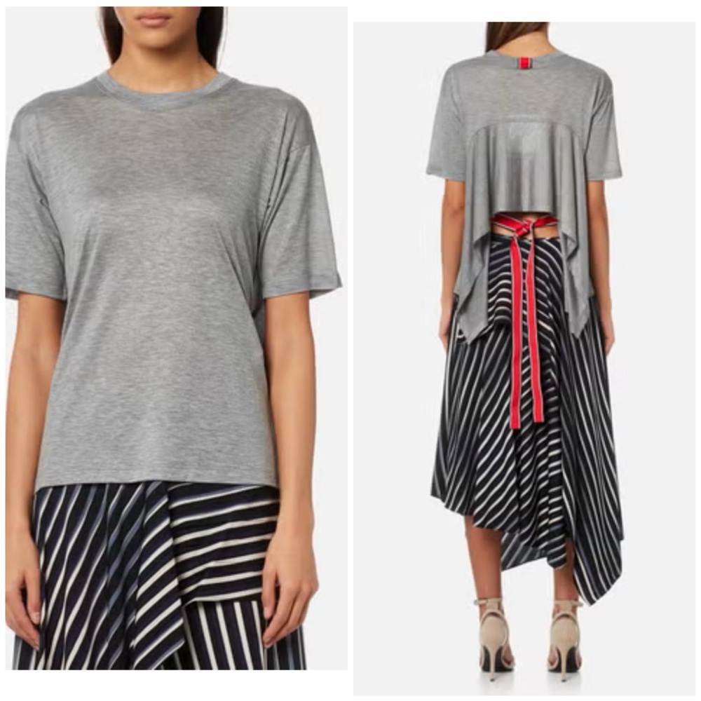 Diane von Furstenberg Women's Back Ruffle T-Shirt - Grey Melange